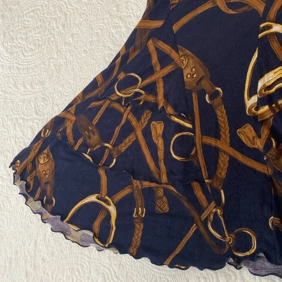 Ralph Lauren Blue and Gold Bubble Skirt Knee-Length Cocktail - Picture 8 of 12